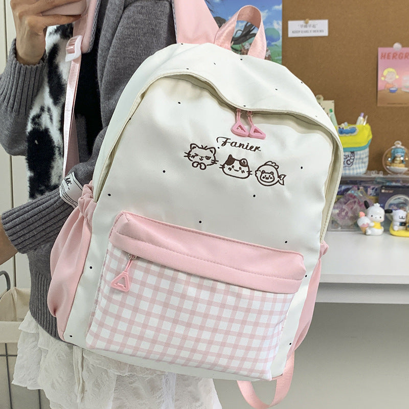 Cute Animal Embroidered Backpack Bowlift