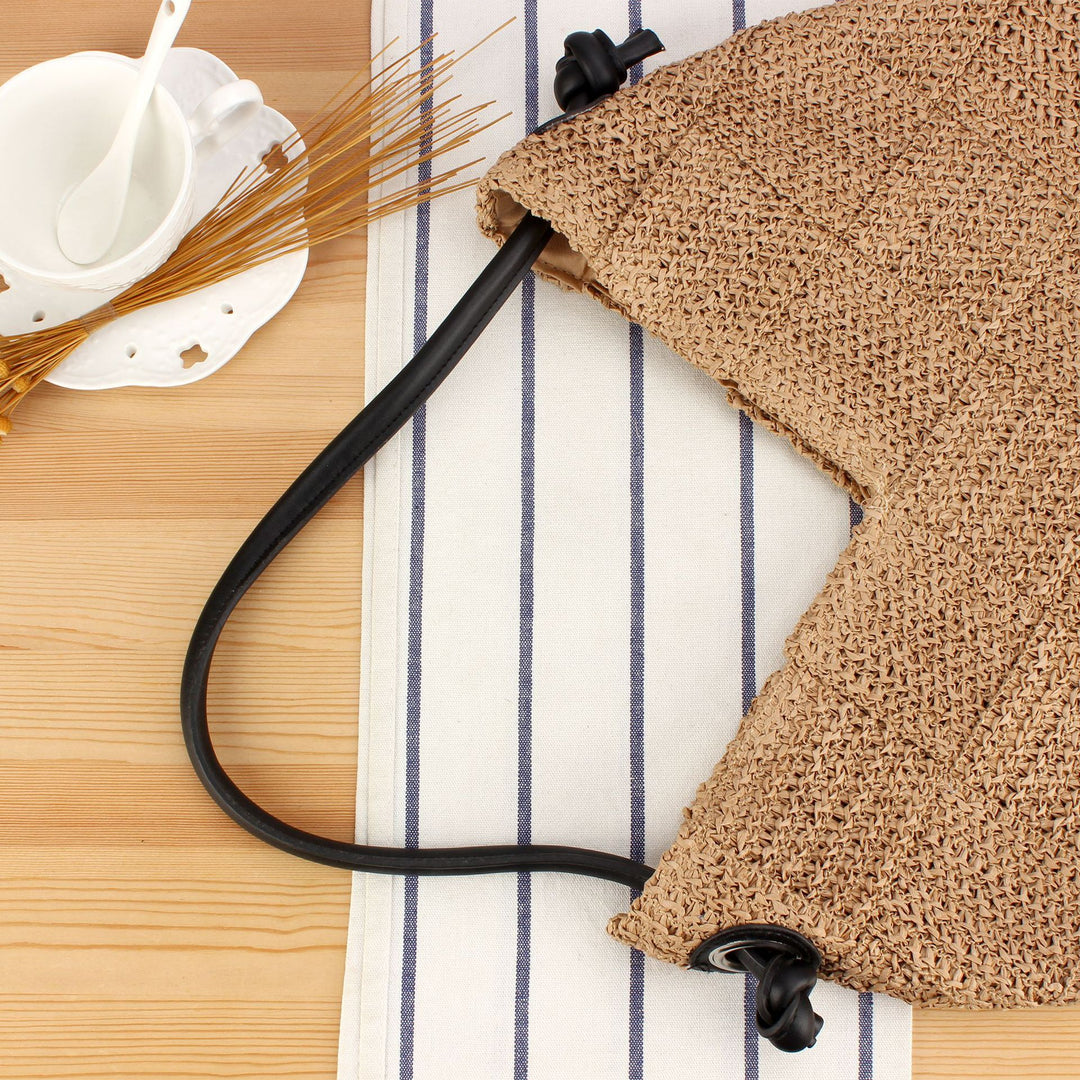 Handbag with Modern Geometric Knit Pattern Bowlift