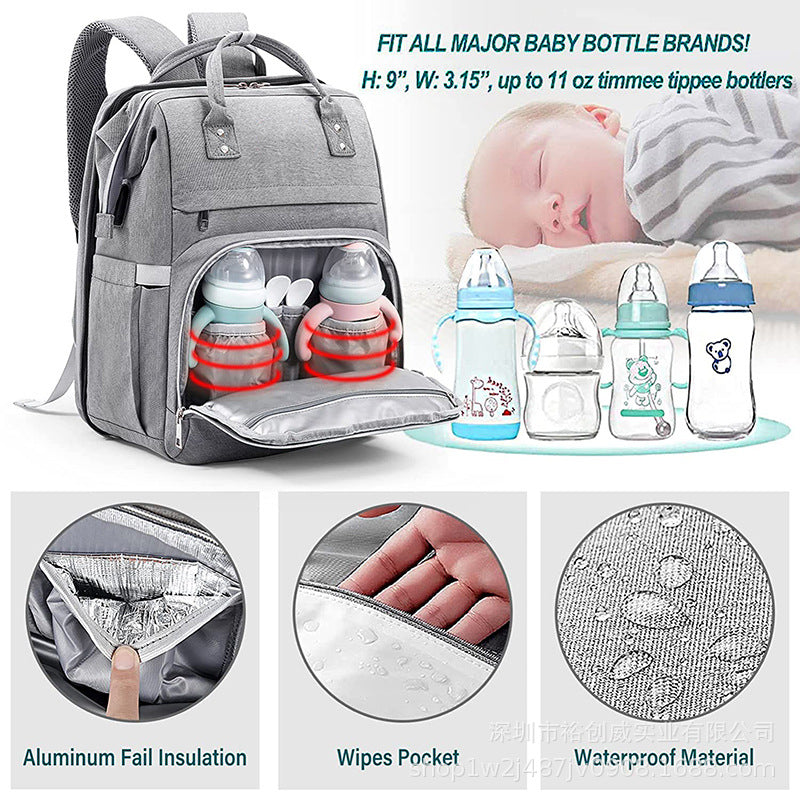 Multi-Functional Diaper Backpack with Insulated Compartment Bowlift