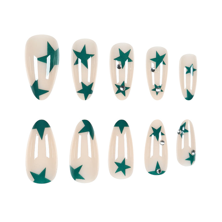 Artistic Press-On Nails with Star Design Bowlift