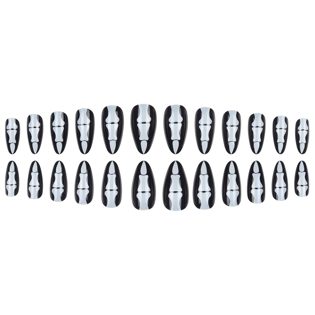 Gothic Skull-Design Stiletto Press-On Nails Bowlift