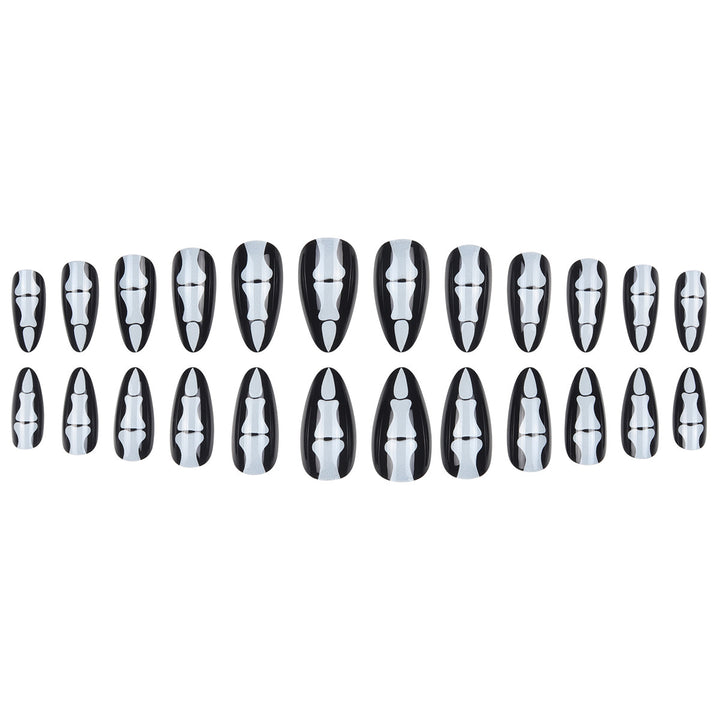 Gothic Skull-Design Stiletto Press-On Nails Bowlift