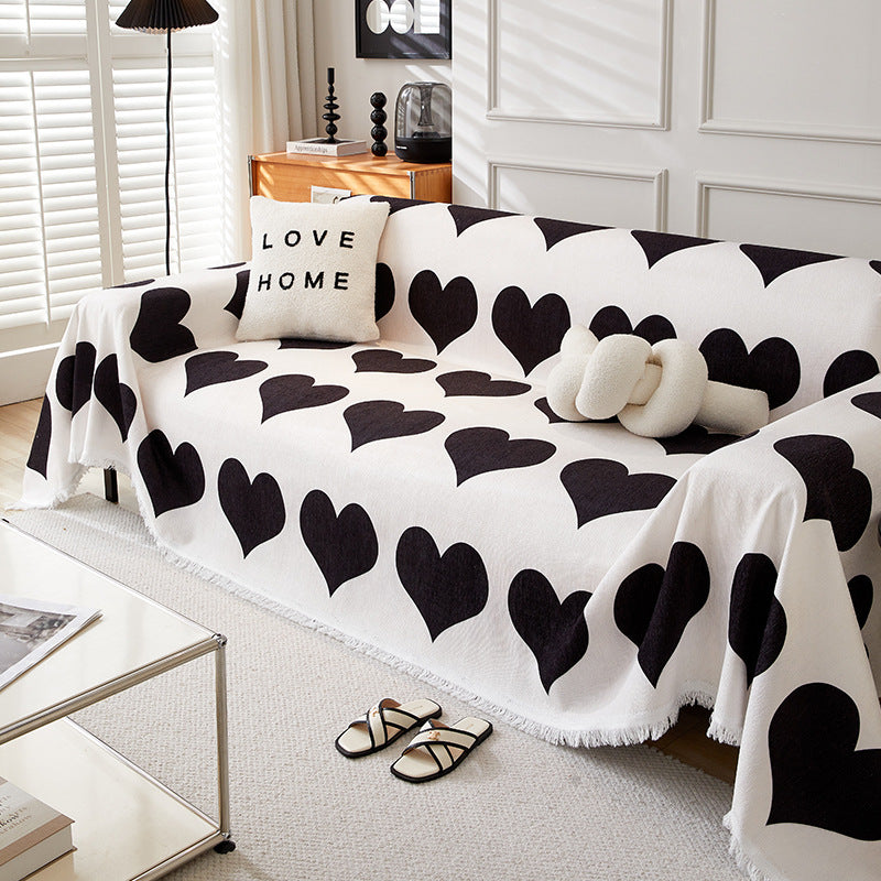Heart Patterned Sofa Throw Blanket
