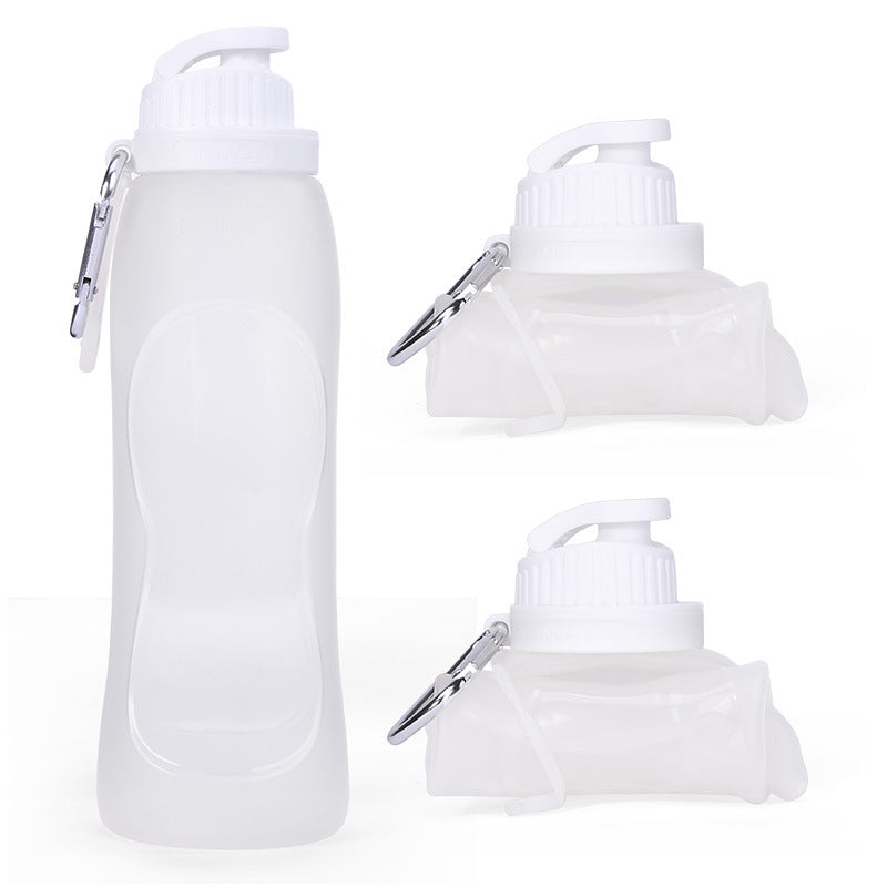 Collapsible silicone water bottle with ergonomic ribbed grip and flip-top spout Bowlift