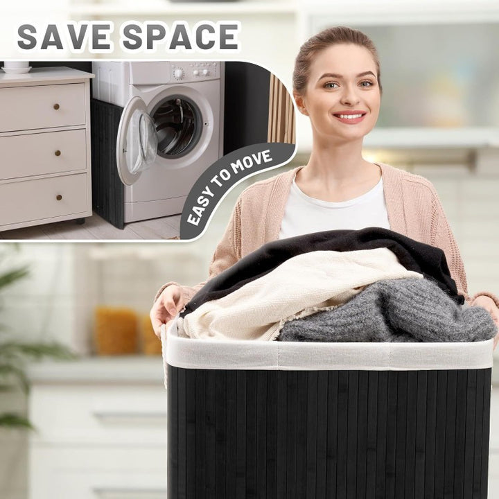 Bamboo Laundry Sorting Bin with Various Compartments Bowlift