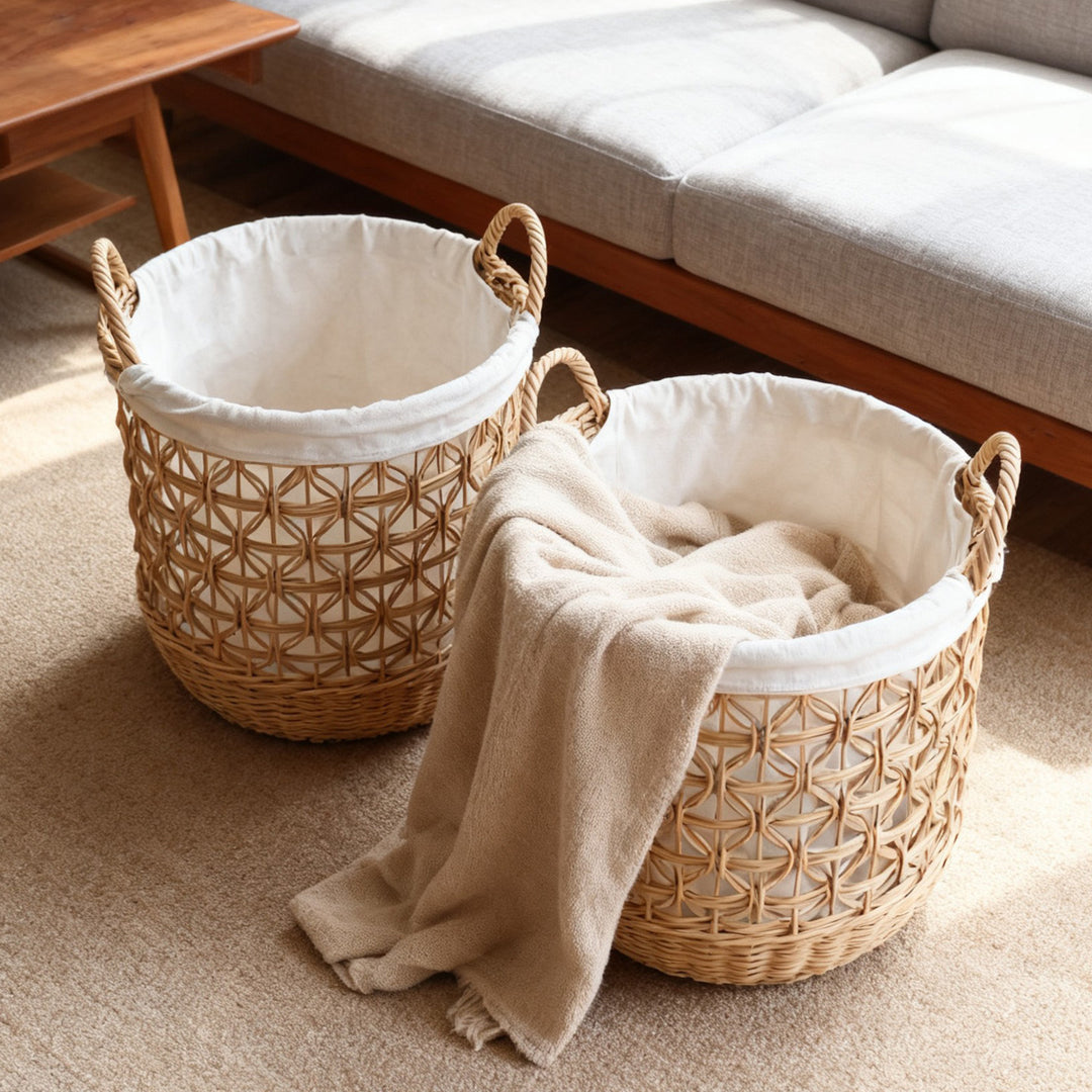Handwoven storage basket made of natural material Bowlift