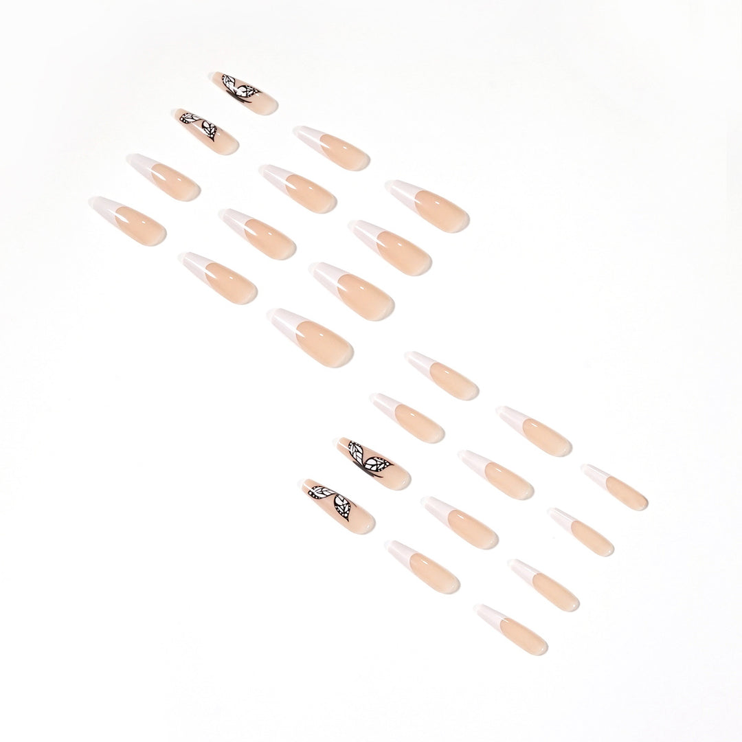Artful Nail Extensions with Marbled Leaves Bowlift