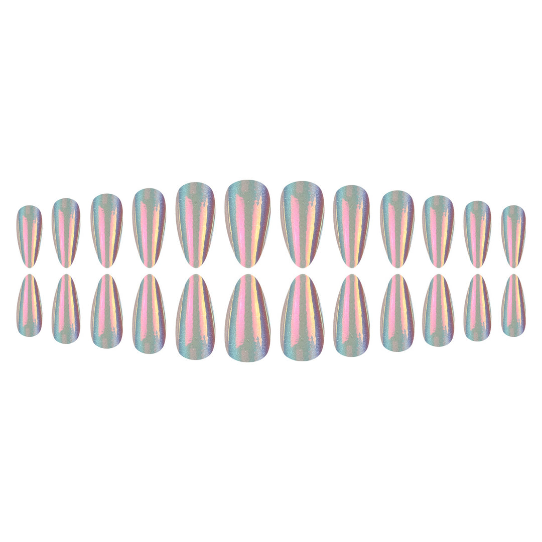 Glamorous Stiletto Press-On Nails with Iridescent Finish Bowlift