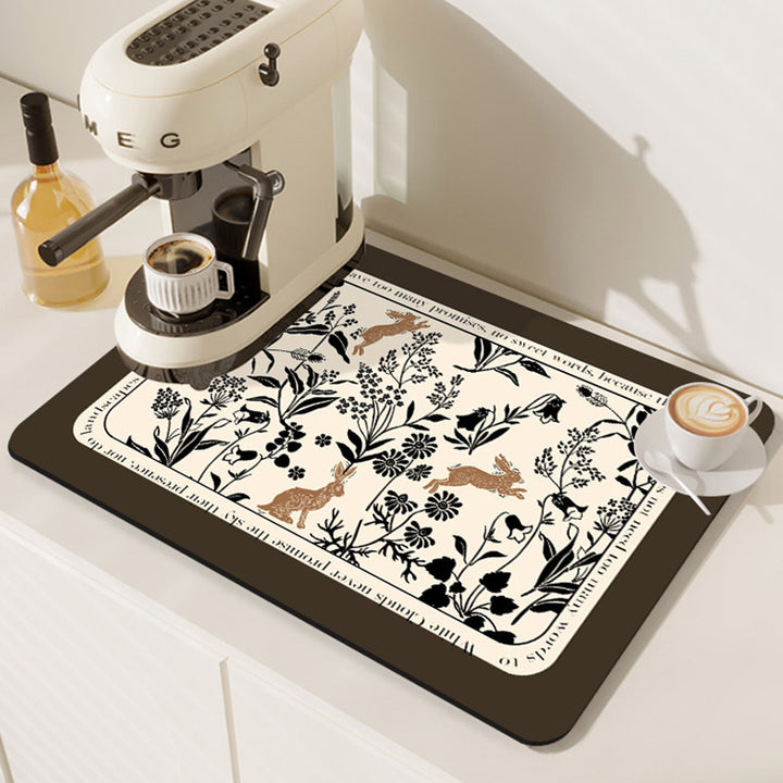 Decorative Absorbent Kitchen Sink Dish Drying Mat Bowlift