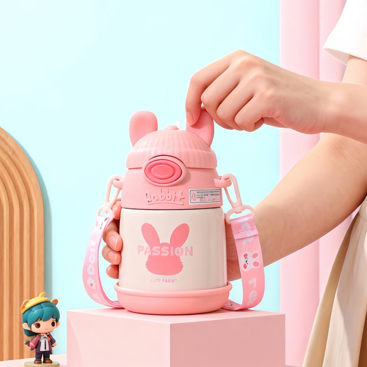 Ladies Insulated Children's Drinking Bottle with Practical Carrying Strap Bowlift