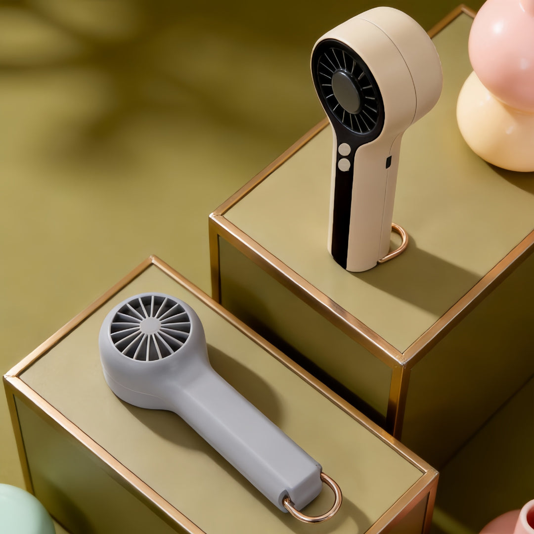 Women Portable Mini Hand Fan with LCD Temperature Display Bowlift