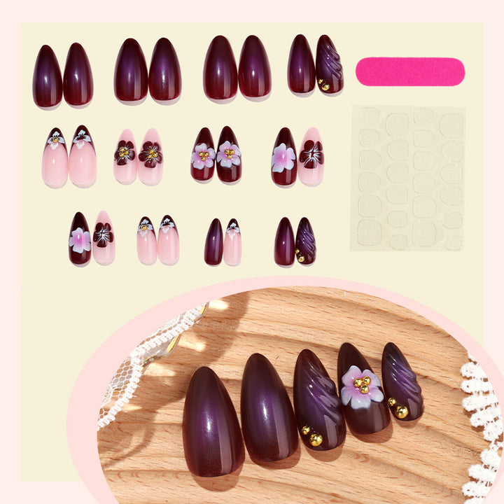 Floral Embellished Press-On Nail Set Bowlift 1788496103