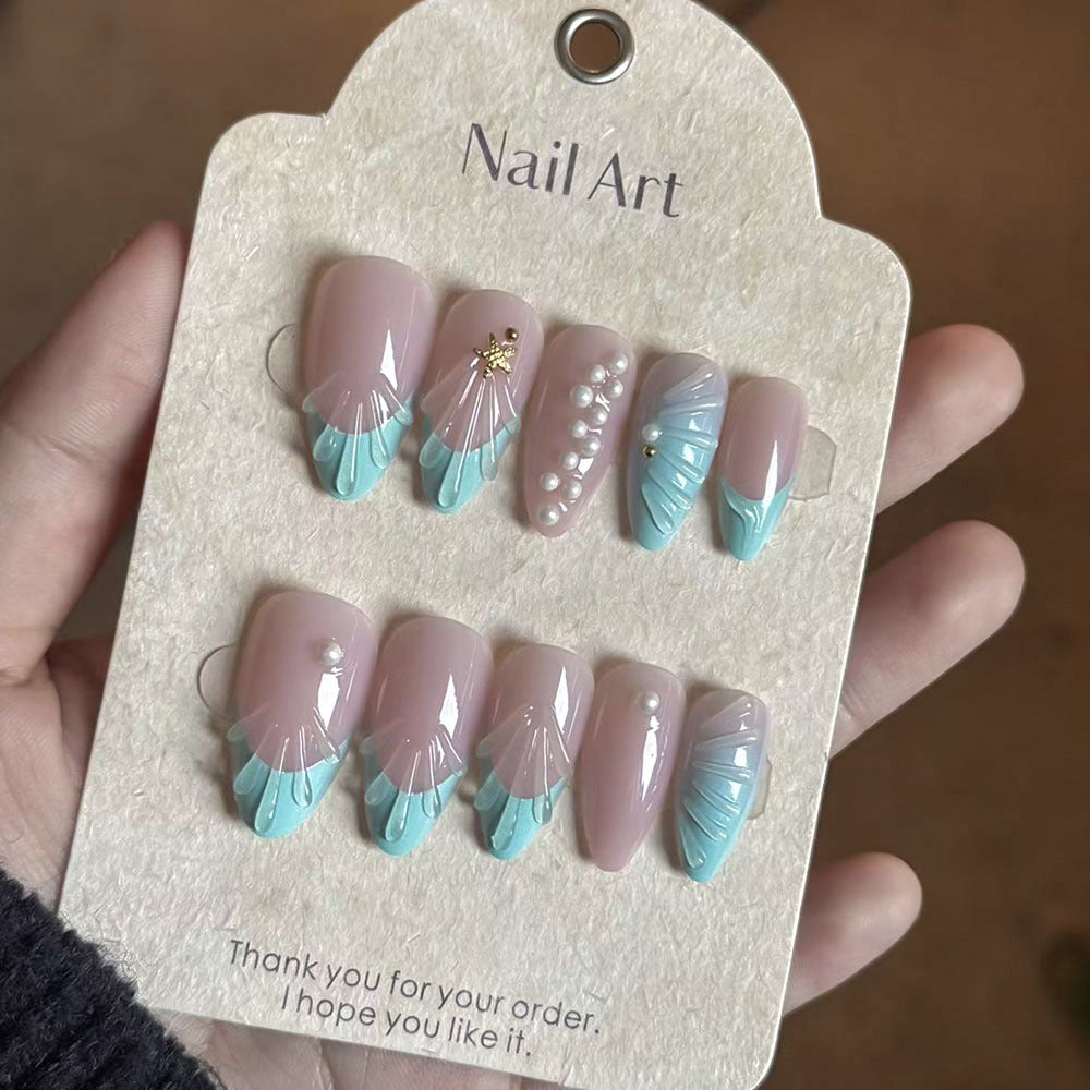 Artistic Ocean-Inspired Press-On Nail Set Bowlift