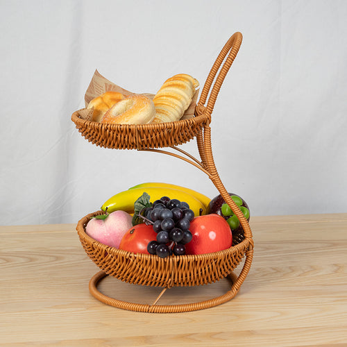 Two-Tiered Wicker Fruit Stand Bowlift