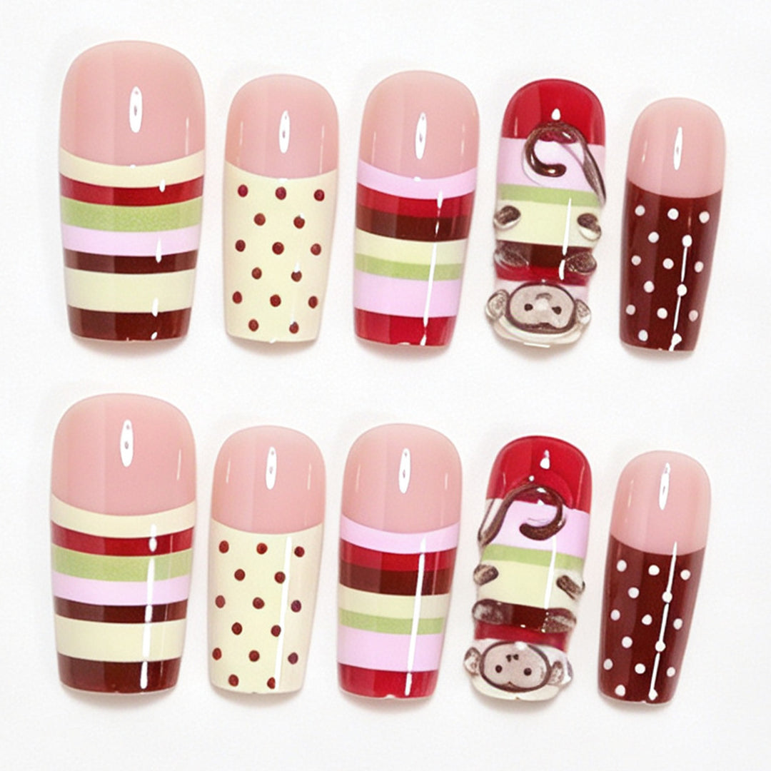 Whimsical Animal-Themed Long Press-On Nails Bowlift