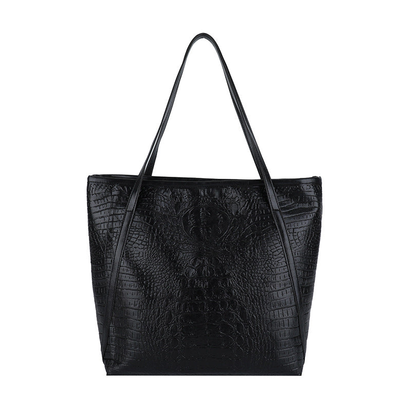 Crocodile-Embossed Leather Tote Bag Bowlift