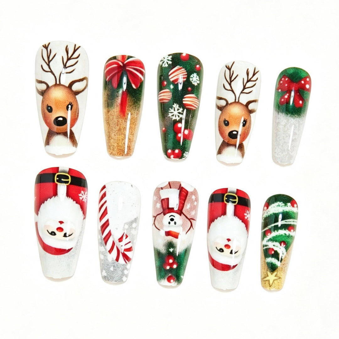 Festive Themed Acrylic Press-On Nail Art Set Bowlift