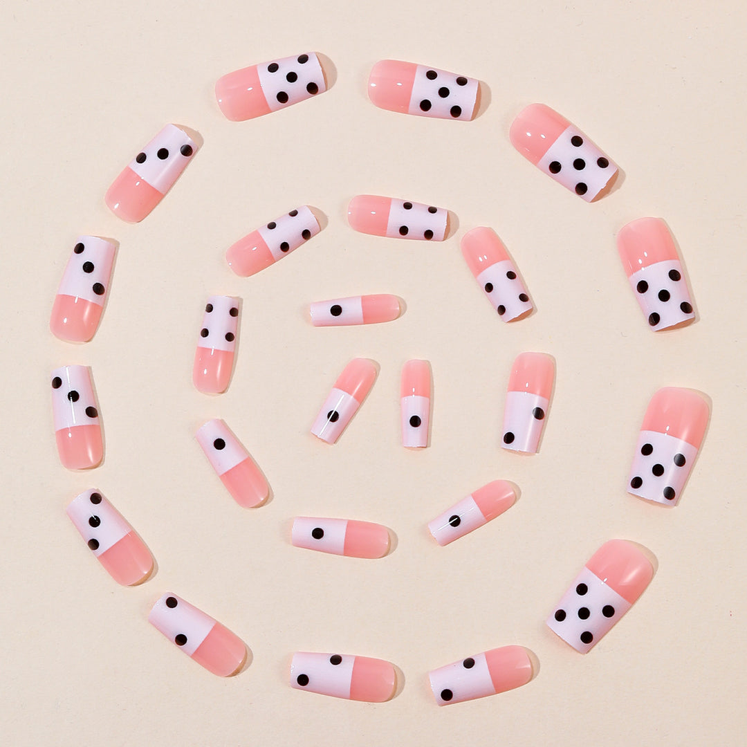 Decorative Polka Dot French Tip Nail Extensions Bowlift