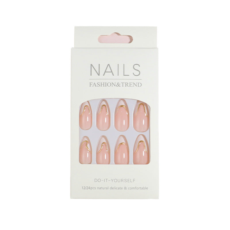 DIY Press-On Nail Set with Elegant Gold Accents Bowlift