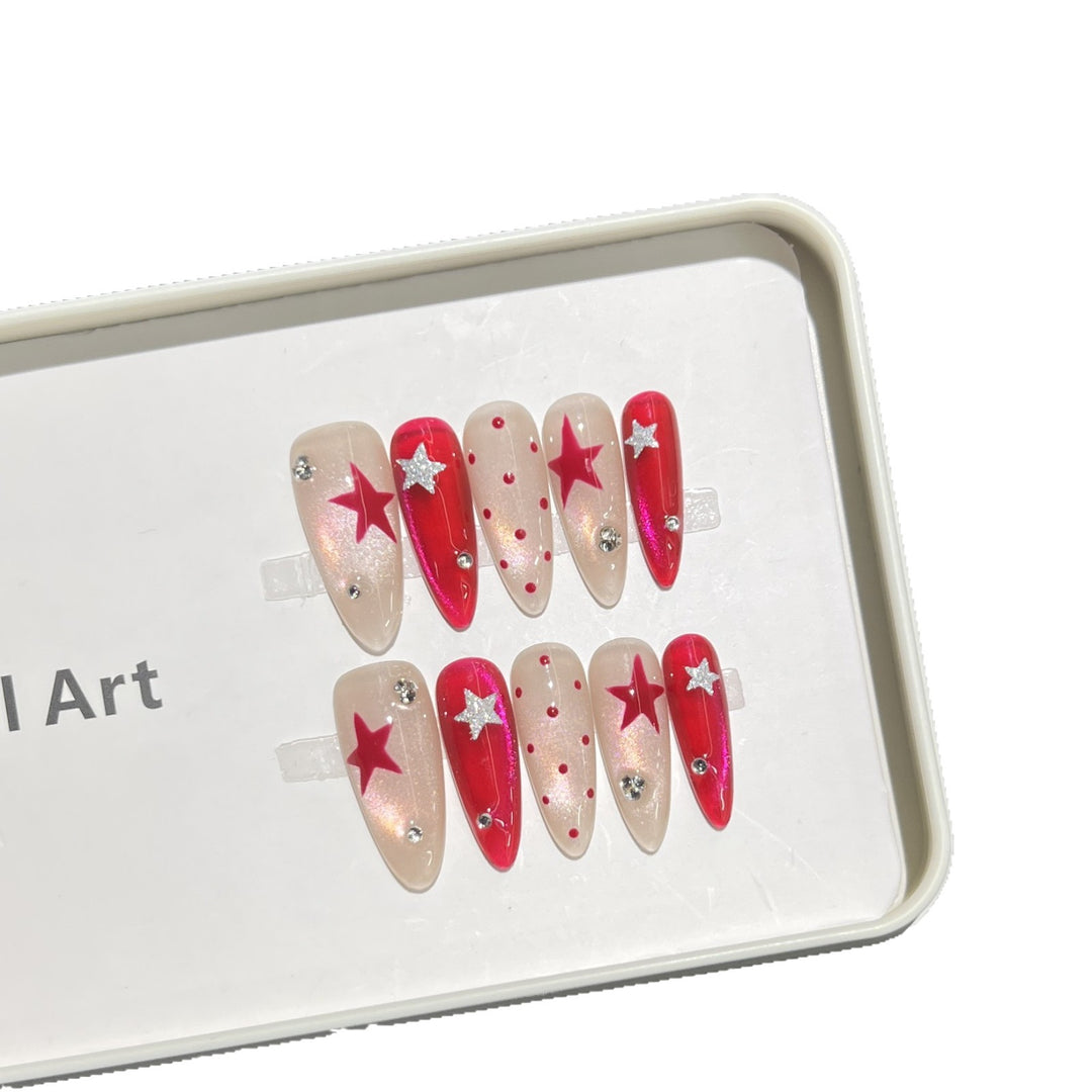 Star-Accent Press-On Nail Set Bowlift