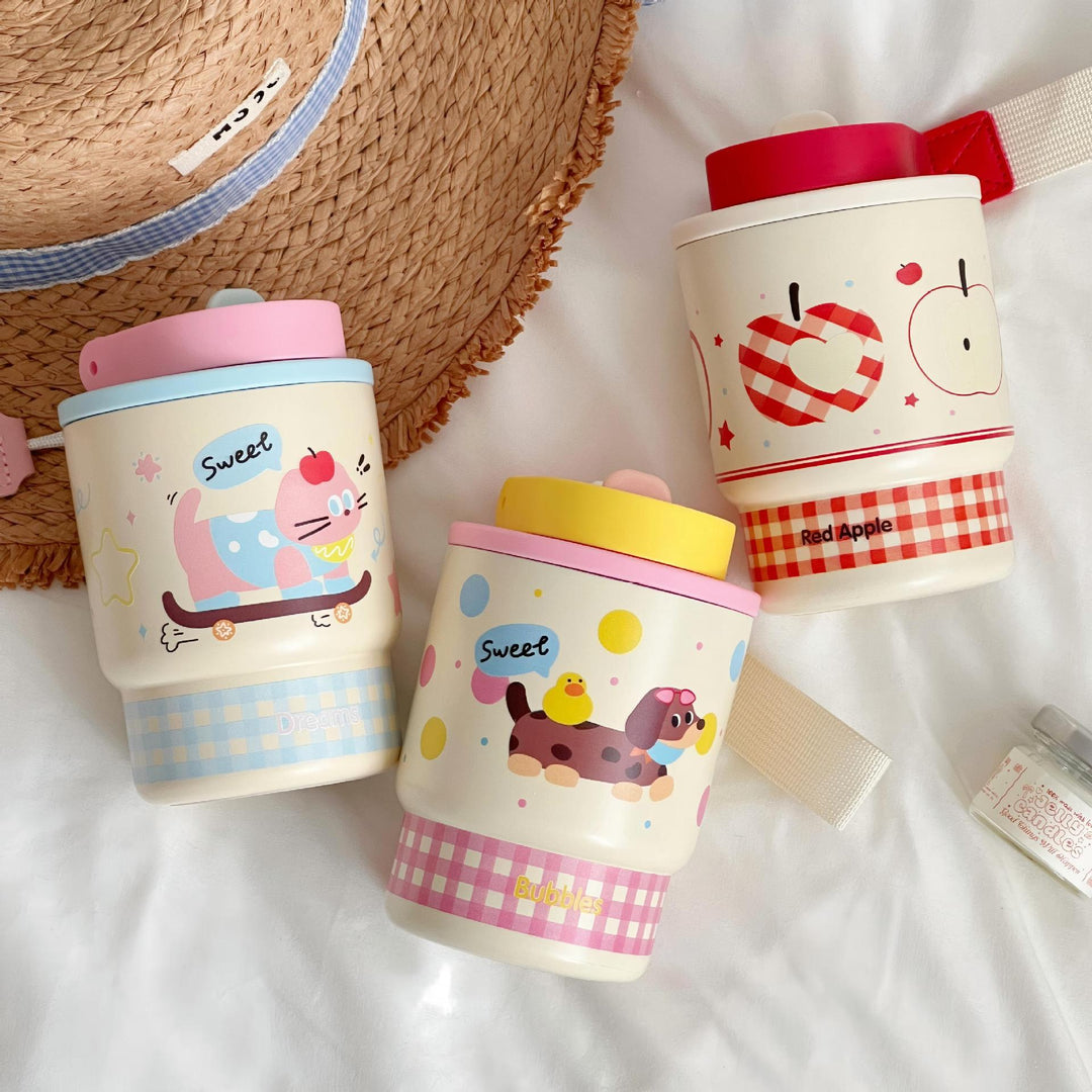 Ladies insulated cup with cheerful apple design Bowlift
