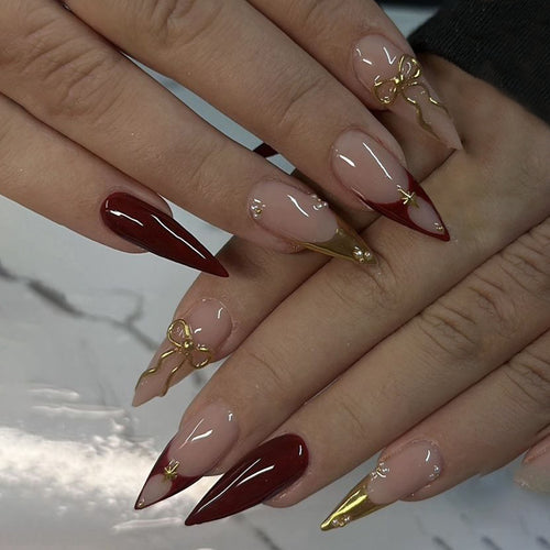 Artistic Stiletto Nail Art Kit with Gold Accents Bowlift