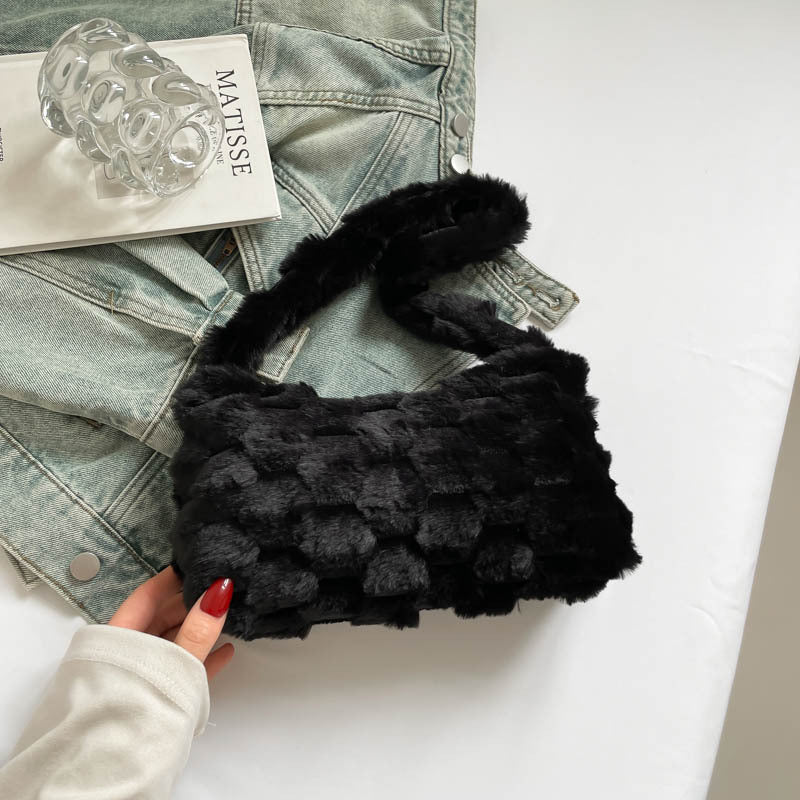 Cozy Textured Plush Handbag Bowlift