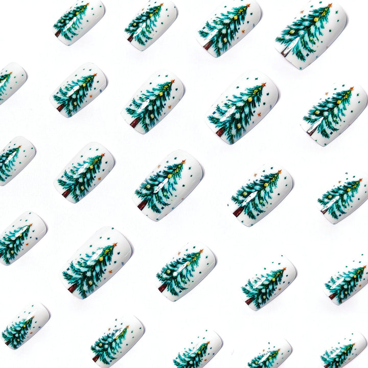 Holiday-Themed Artistic Tree Design Nail Art Bowlift