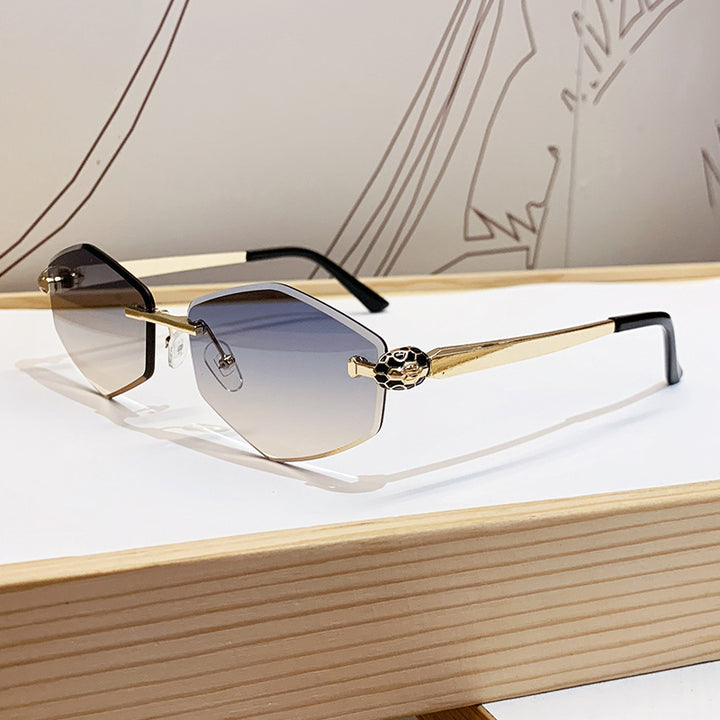 Women's Designer Sunglasses with Hexagonal Frame and Gold Accents Bowlift