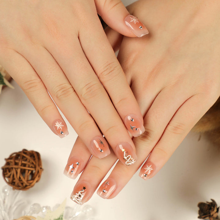 Artful Nail Extensions with Christmas Design Bowlift