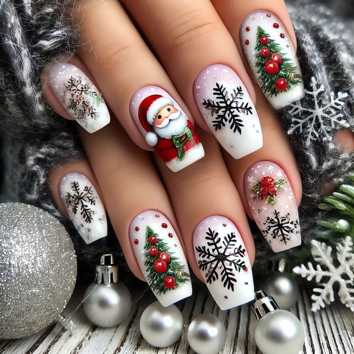 Festive artificial nails with Christmas motifs Bowlift