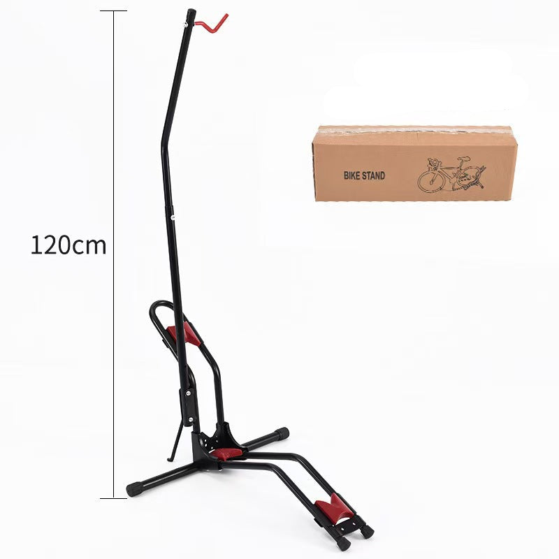 freestanding vertical bicycle repair and display stand with front wheel clamp and foldable tripod base Bowlift