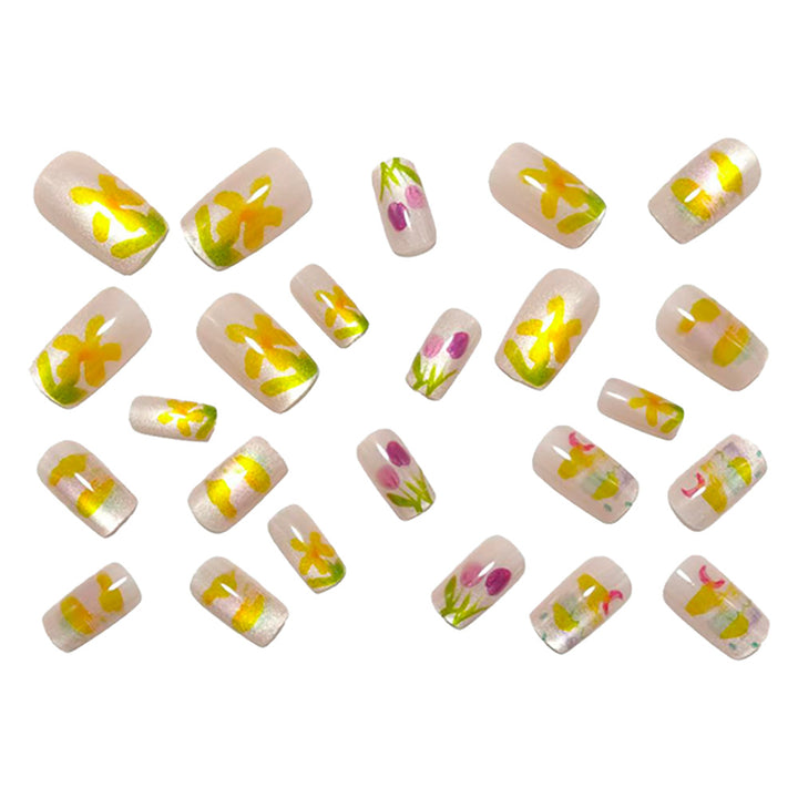 Artificial nails with colorful spring design Bowlift