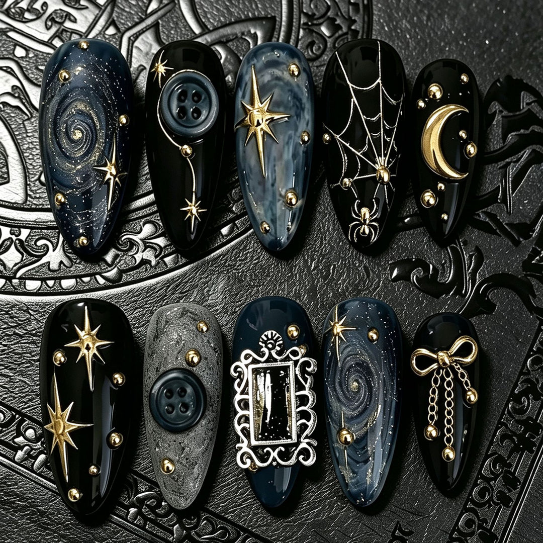 Celestial Themed Press-On Nail Art Bowlift