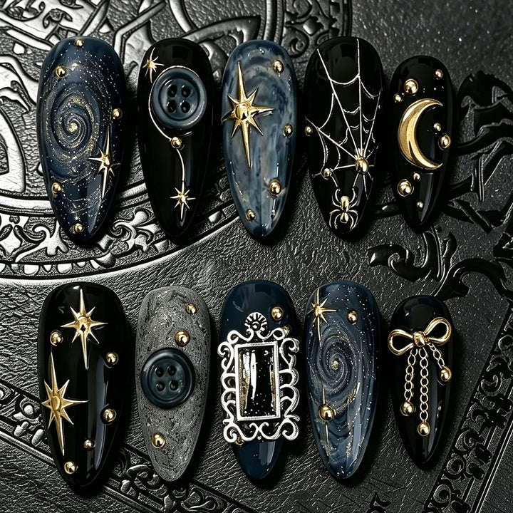 Celestial Themed Press-On Nail Art Bowlift