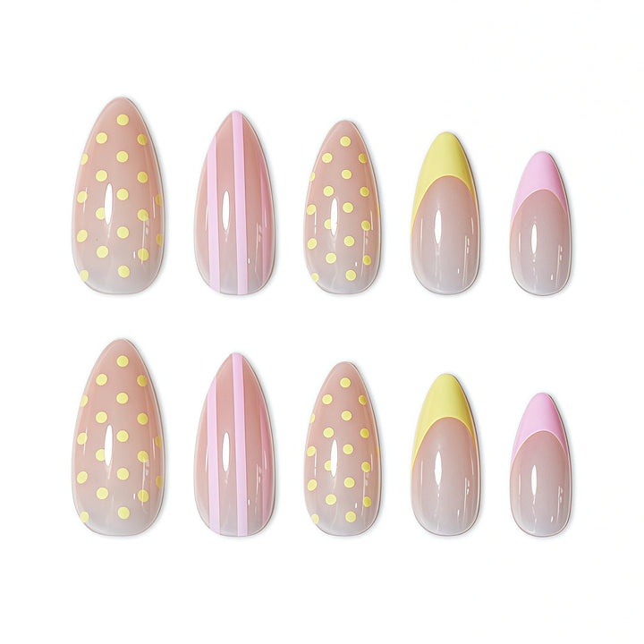 Decorative Polka Dot and Gradient Press-On Nails Bowlift