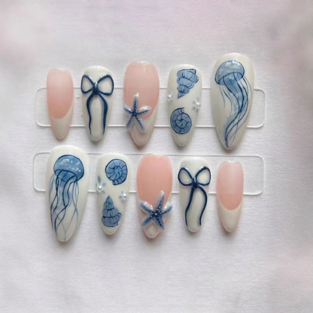 Artistic Jellyfish-Themed Press-On Nails Bowlift