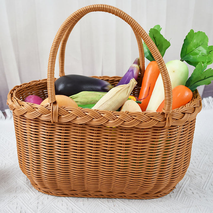 Handwoven Storage Basket with Braided Handles Bowlift