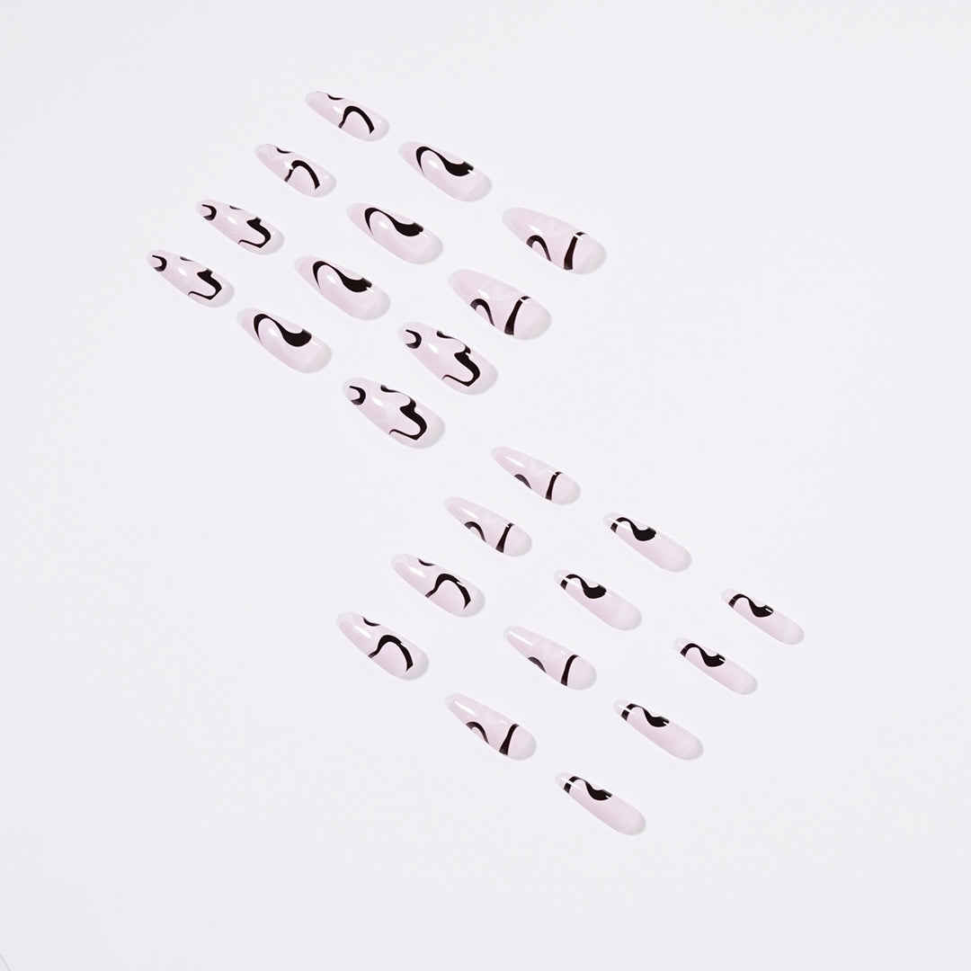 Artful nail extensions with elegant curved patterns Bowlift