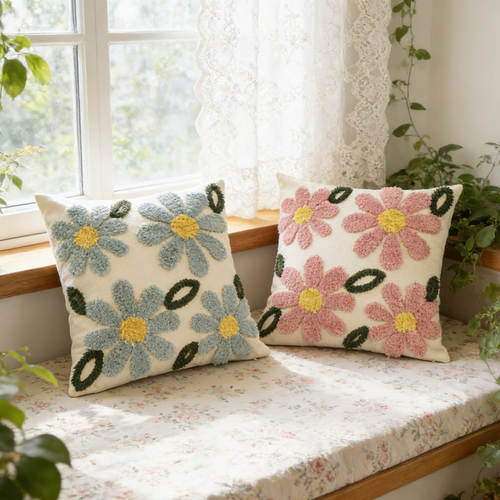 Artistic Floral Embroidered Cushion