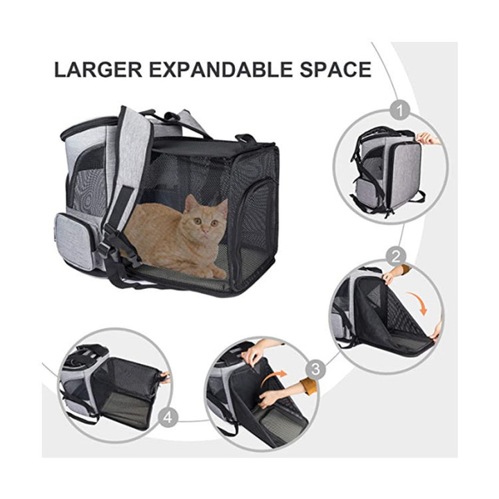 Cat transport backpack with breathable mesh panels Bowlift