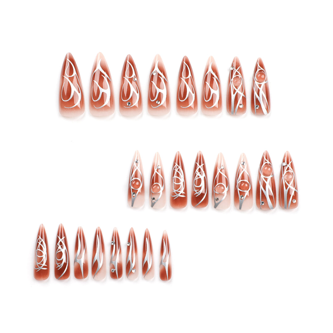 Artificial nail extensions with glamorous design Bowlift