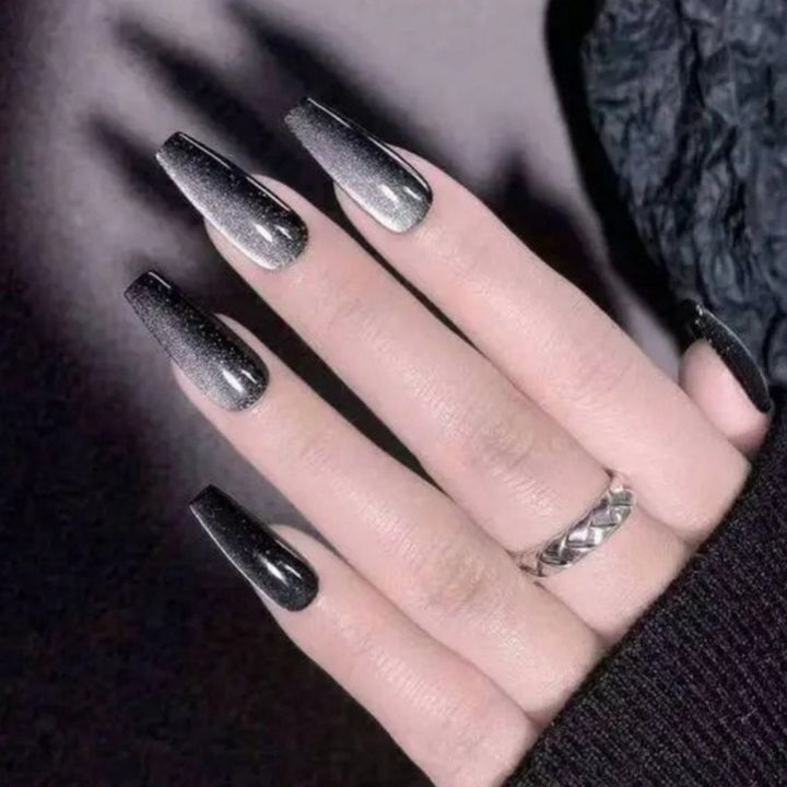 Glossy Stiletto Press-On Nail Art with Ombre Effect Bowlift