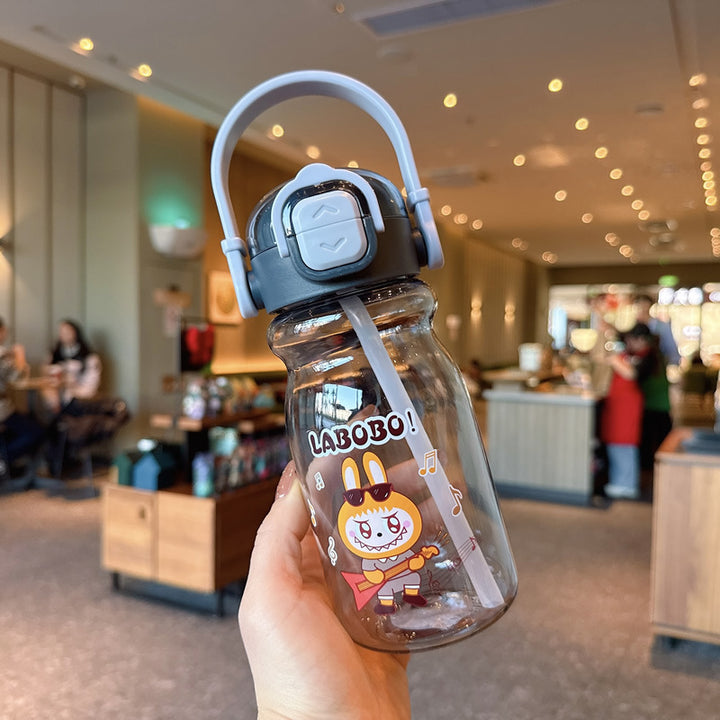 Women's Funny Plastic Drinking Bottle with Integrated Straw Function Bowlift