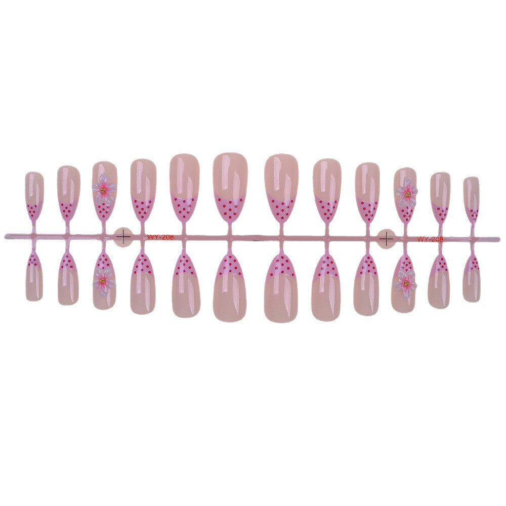 Artistic Floral-Accent Press-On Nail Set Bowlift 1787294359