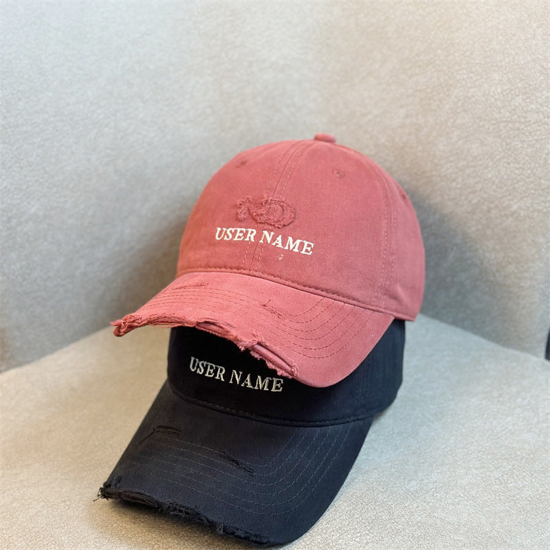 Women's Distressed Casual Adjustable Baseball Cap Bowlift
