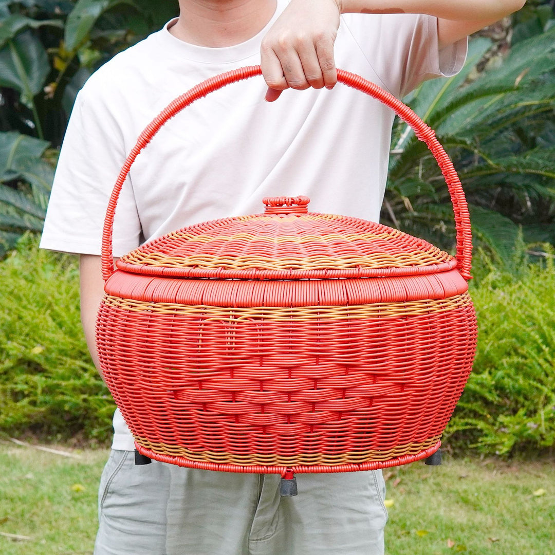 Women Rattan Storage Basket with Lid Bowlift