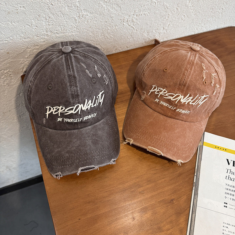 Women's Distressed Denim Adjustable Cap Bowlift