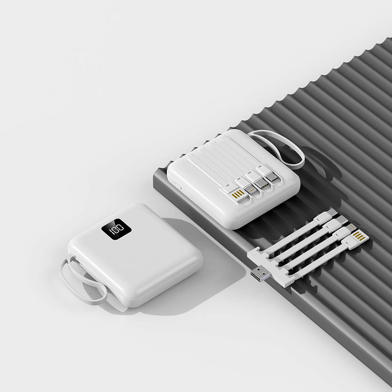 Portable power bank with integrated charging cables and LCD display Bowlift