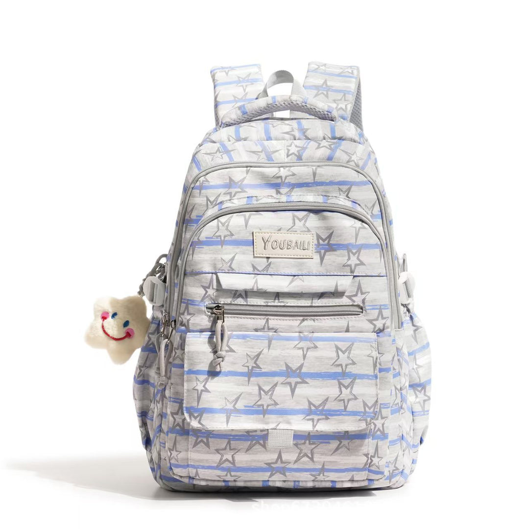 Star-Printed Casual Backpack Bowlift